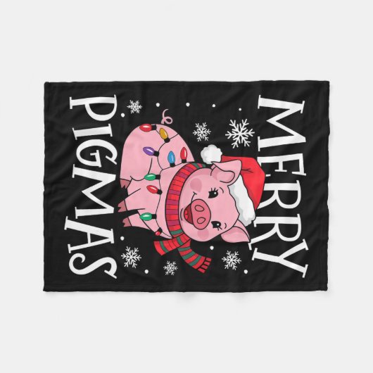Couverture Polaire Joyeux Pigmas Drôle Cochon Noël Père Noël Cochon N (Devant (Horizontal))