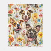 Couverture Polaire Joyeux Pitbull Chiens, Pit Bulls (Devant)