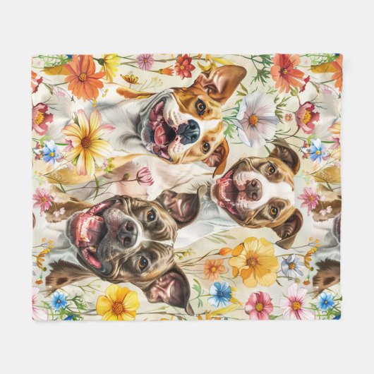 Couverture Polaire Joyeux Pitbull Chiens, Pit Bulls (Devant (Horizontal))