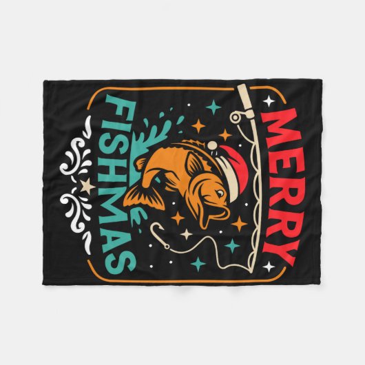 Couverture Polaire Joyeux Poissons B Poisson Noël Doux moche Noël (Devant (Horizontal))