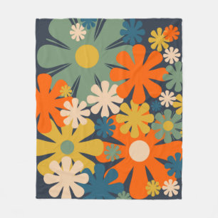 Couverture Polaire Joyeux Retro 60s les années 70 Fleurs Motif Floral
