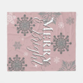 Couverture Polaire Joyeux rose et flèches de neige brillantes Noël (Devant (Horizontal))