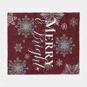 Couverture Polaire Joyeux rouge et flocon de neige brillant Noël (Devant (Horizontal))