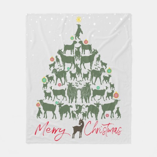 Couverture Polaire Joyeux sapin de Noël de chèvre (Devant)