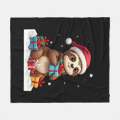 Couverture Polaire Joyeux Slothmas mignon sloth de Noël chapeau de Pè (Devant (Horizontal))