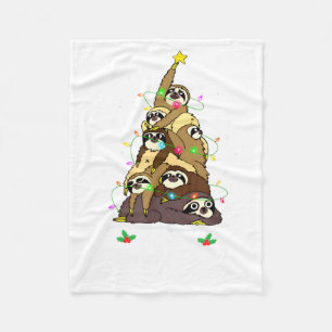 Couverture Polaire Joyeux Slothmas Mignon Xmas Paresseux Chapeau de P
