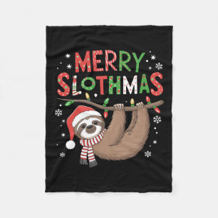 Couverture Polaire Joyeux Slothmas Santa Hat Pyjamas Filles d'Amoureu