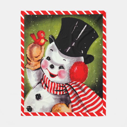 Couverture Polaire Joyeux Snowman Vintage (Devant)
