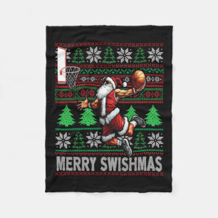Couverture Polaire Joyeux Swishmas Vilain Noël Basket-ball Noël