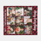 Couverture Polaire Joyeux Tout Rouge Buffle Plaid 9 Photo Collage (Devant (Horizontal))