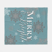 Couverture Polaire Joyeux turquoise et Feux de neige brillants Noël (Devant (Horizontal))