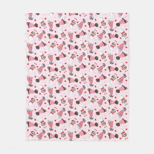 Couverture Polaire Joyeux Valentines Day Chiens de Danse (Devant)