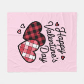 Couverture Polaire Joyeux Valentines Jour léopard Plaid Coeur d'amour (Devant (Horizontal))