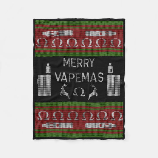 Couverture Polaire Joyeux Vapemas - Vapeur Vaping laide de Noël (Devant)