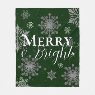 Couverture Polaire Joyeux vert et flèches de neige brillantes Noël