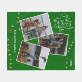 Couverture Polaire Joyeux vert et lumières de Noël brillantes (Devant (Horizontal))