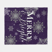 Couverture Polaire Joyeux violet et flocons de neige brillants Noël (Devant (Horizontal))