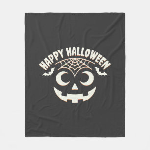 Couverture Polaire Joyeux visage de citrouille de Halloween Design_1