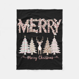 Couverture Polaire Joyeux Xmas Leopard Cheetah Buffalo rose Plaid Chr