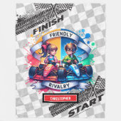 Couverture Polaire Joyful Sport Voiture Blanket Racing Aquarelle Garç (Devant)