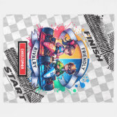 Couverture Polaire Joyful Sport Voiture Blanket Racing Aquarelle Garç (Devant (Horizontal))
