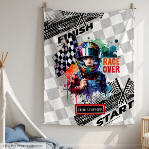 Couverture Polaire Joyful Sport Voiture Blanket Racing Aquarelle Garç