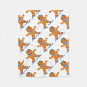 Couverture Polaire Judaïque Hanoukka Gingerbread Homme Menorah