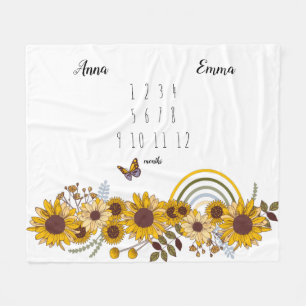 Couverture Polaire Jumeaux de tournesol Jumelles mensuelles Jalon Bla