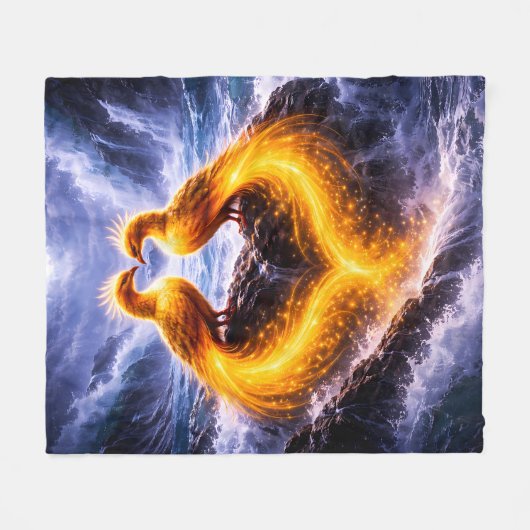 Couverture Polaire Jumeaux Phénix de Lumière Éternelle (Devant (Horizontal))