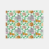 Couverture Polaire Jungle Animaux mignonette Safari Wild Cartoon Moti (Devant (Horizontal))