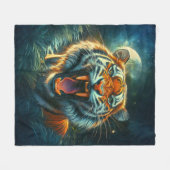 Couverture Polaire Jungle au clair de lune de tigres (Devant (Horizontal))