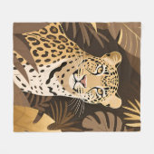 Couverture Polaire Jungle Bohème Faune Léopard Doré (Devant (Horizontal))