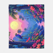 Couverture Polaire Jungle Moon Blue Parrot Paradise (Devant)