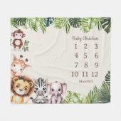 Couverture Polaire Jungle Safari bébé Milestone Fleece Blanket (Devant (Horizontal))