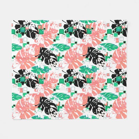 Couverture Polaire jungle tropicale sans charme abstrait PA feuille m (Devant (Horizontal))