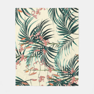 Couverture Polaire Jungle vintage : Vert foncé, Lys orange.