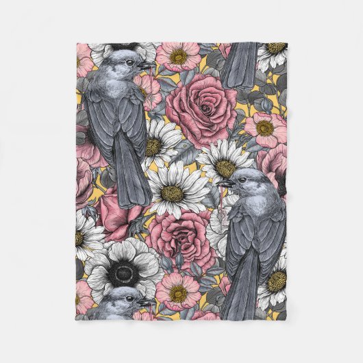Couverture Polaire Jus gris et fleurs (Devant)