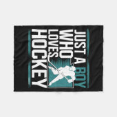 Couverture Polaire Just A Boy Who Loves Hockey  (Devant (Horizontal))