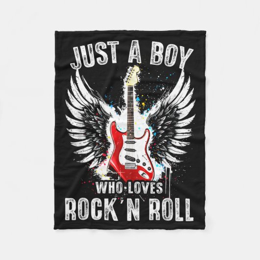 Couverture Polaire Just A Boy Who Loves Rock And Roll Rock Band Guita (Devant)