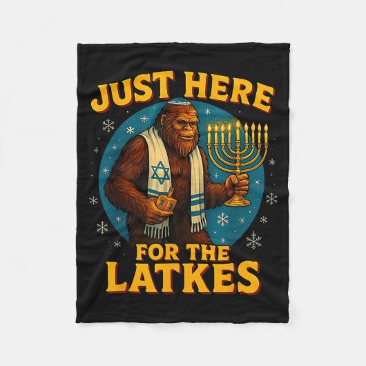Couverture Polaire Just Here For The Latkes Funny Hanukkah Bigfoot  (Devant)