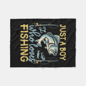 Couverture Polaire Juste un garçon qui aime la pêche Pêche Pêcheur Pl (Devant (Horizontal))