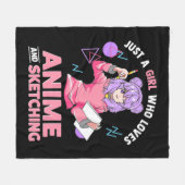 Couverture Polaire Juste une fille qui aime l'Anime et l'Esquisse (Devant (Horizontal))