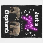 Couverture Polaire Juste une fille qui aime les éléphants Blanche pol (Devant (Horizontal))