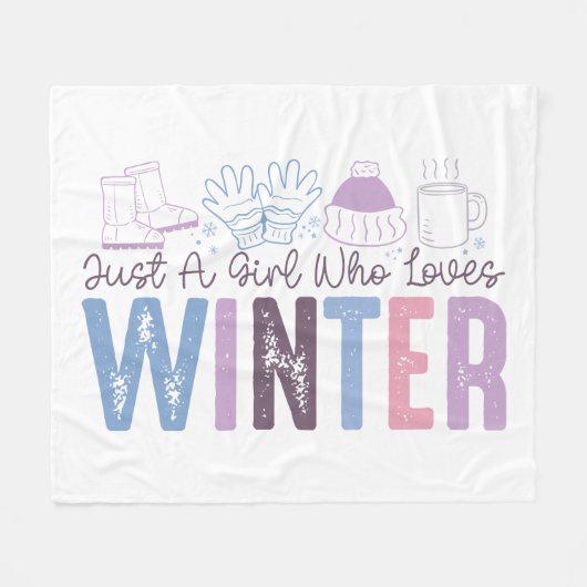 Couverture Polaire Juste une fille qui aime l'hiver mignonne design s (Devant (Horizontal))