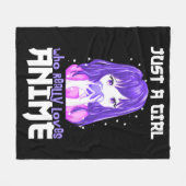 Couverture Polaire Juste une fille qui aime vraiment l'Anime en viole (Devant (Horizontal))