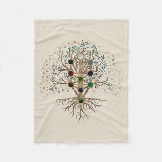 Couverture Polaire Kabbalah L'arbre de vie sur toile (Devant)