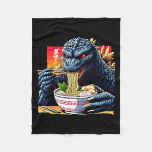 Couverture Polaire Kaiju drôle mangeant du Ramen amant de monstre jap
