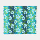 Couverture Polaire Kalani Tie Dye Mélange Hibiscus Tropical - Turquoi (Devant (Horizontal))