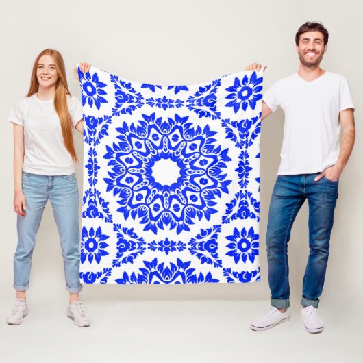 Couverture Polaire Kaleidoscope bleu (En situation)