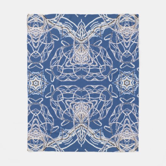 Couverture Polaire Kaleidoscope Bleu clair, Blanc, Étoile simple (Devant)